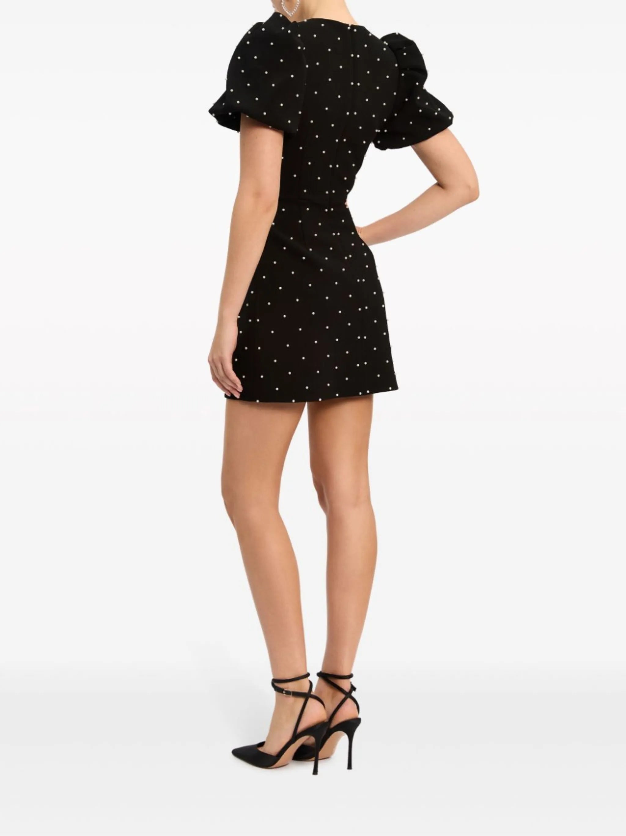 Embellished Short Pearl Bow knot Mini Dress